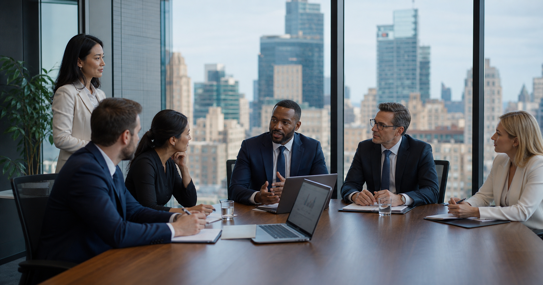 Business owners and advisers discussing exit planning in a meeting