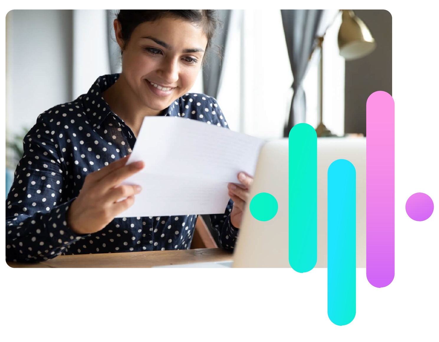 woman smiling at tax relief letter